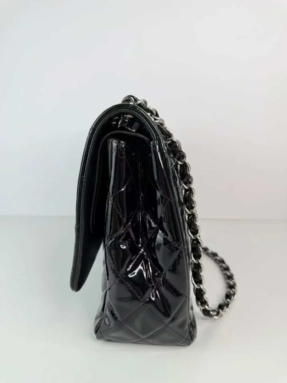 Chanel classic flag patent leather bag